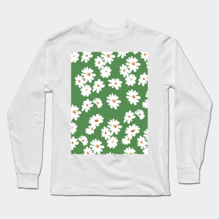 green daisy floral pattern Long Sleeve T-Shirt